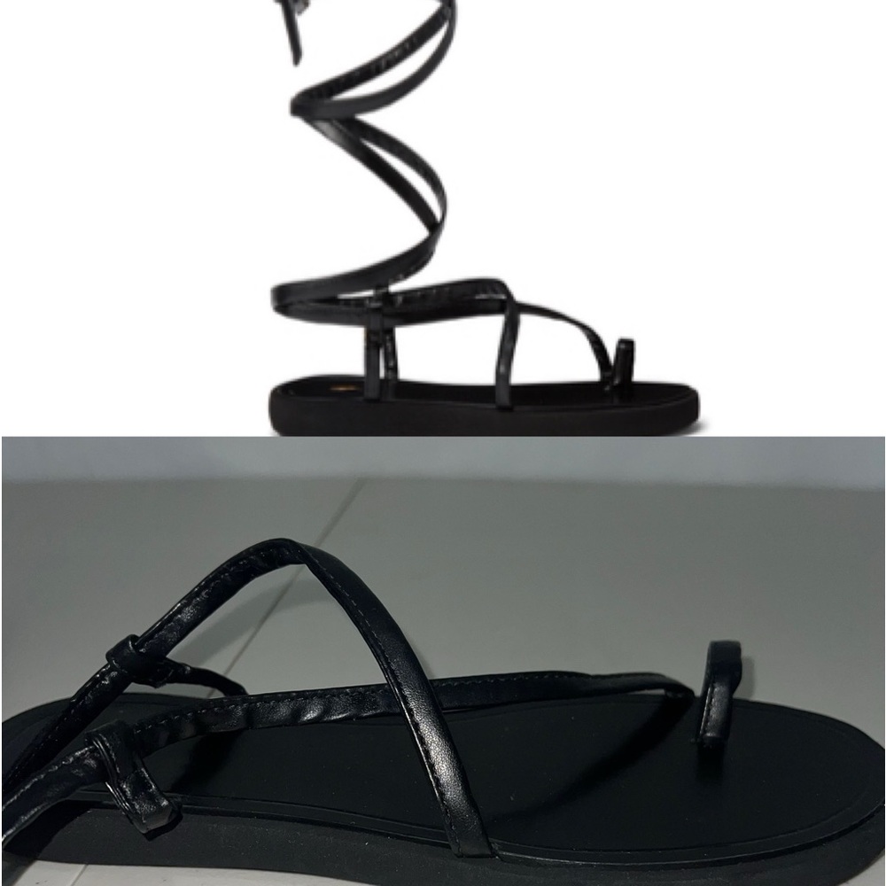 Polo Ralph Lauren Toe-Strap Lace-Up Black Sandals